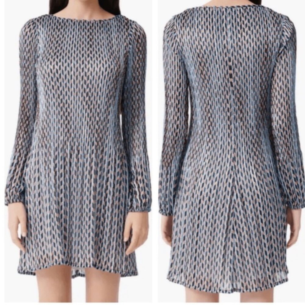Maje Geometric Print Metallic Shift Dress Size Small/36